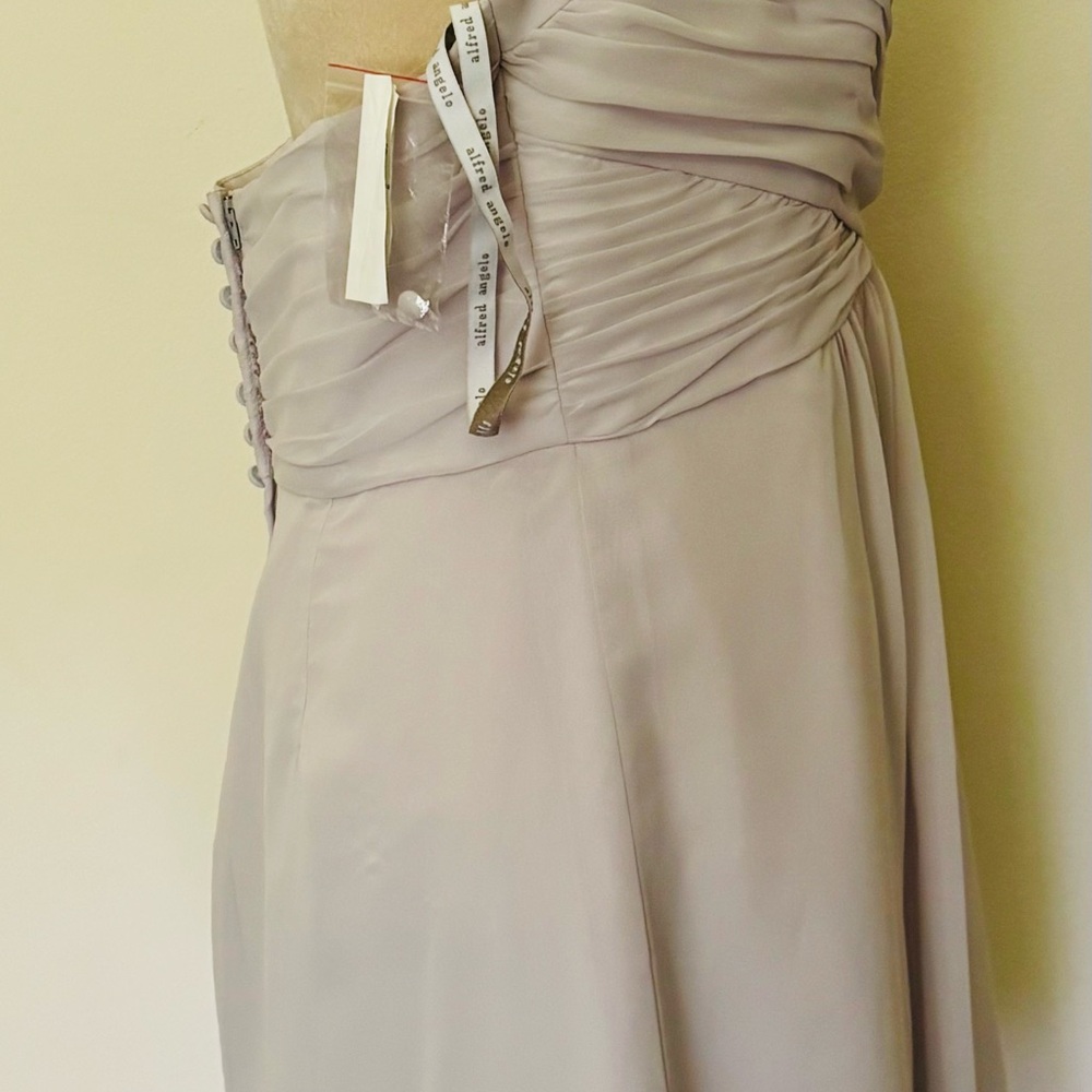 NWT Alfred Angelo Sz 14 Light Grey Sweetheart Halter Formal Bridesmaid Dress - Picture 10 of 13